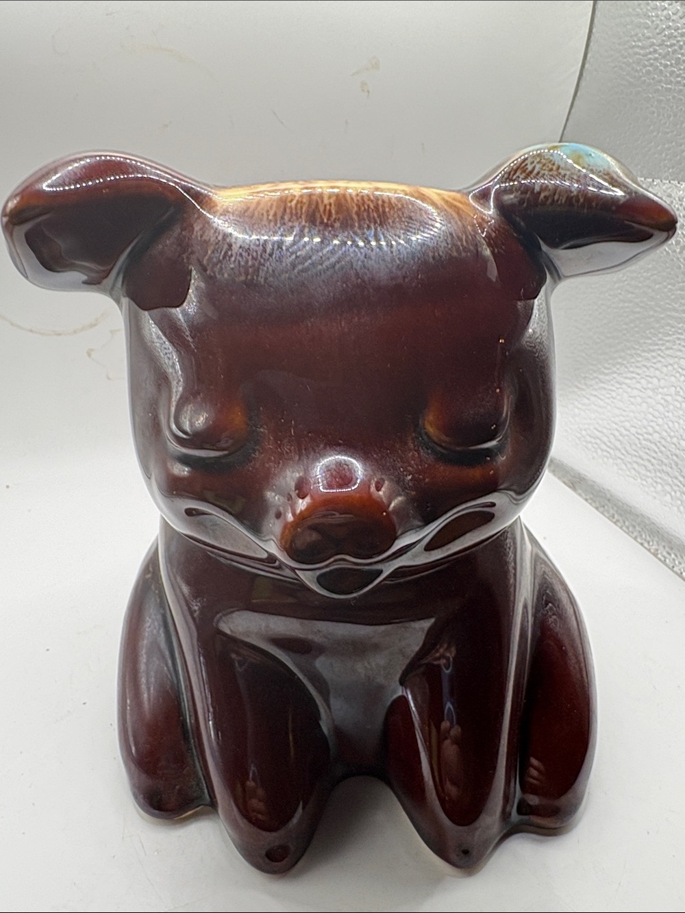 Vtg Hull Pottery Pig Piggy Bank no Cork USA Turquoise Drip